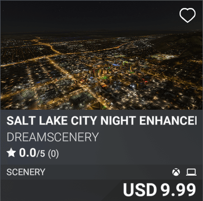 Salt Lake City Night Enhanced by DreamScenery. USD 9.99