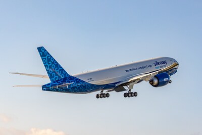 Silk Way West Airlines’ first Boeing 777 Freighter arrived at Heydar Aliyev International Airport today as the airline becomes the newest operator of the world's largest, longest range and most capable twin-engine freighter. (Photo: Boeing) Silk Way West Airlines’ first Boeing 777 Freighter arrived at Heydar Aliyev International Airport today as the airline becomes the newest operator of the world's largest, longest range and most capable twin-engine freighter. (Photo: Boeing)