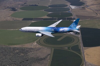 The Boeing ecoDemonstrator will test 36 technologies in the third year of testing on a 777-200ER (Extended Range). (Boeing photo) The Boeing ecoDemonstrator will test 36 technologies in the third year of testing on a 777-200ER (Extended Range). (Boeing photo)