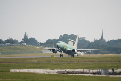 The UK E-7 Wedgetail takes flight for the first time. Three 737 NG aircraft are currently on British soil undergoing modification in Birmingham. (Boeing image) (PRNewsfoto/Boeing) The UK E-7 Wedgetail takes flight for the first time. Three 737 NG aircraft are currently on British soil undergoing modification in Birmingham. (Boeing image) (PRNewsfoto/Boeing)