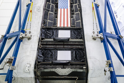 Fifth pair of O3b mPOWER satellites are encapsulated ahead of launch (photo courtesy of SpaceX). Fifth pair of O3b mPOWER satellites are encapsulated ahead of launch (photo courtesy of SpaceX).