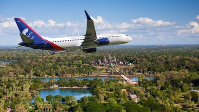 New Boeing customer, Air Cambodia, orders up to 20 737 MAX jets that will fly in the airline’s new livery. New Boeing customer, Air Cambodia, orders up to 20 737 MAX jets that will fly in the airline’s new livery.